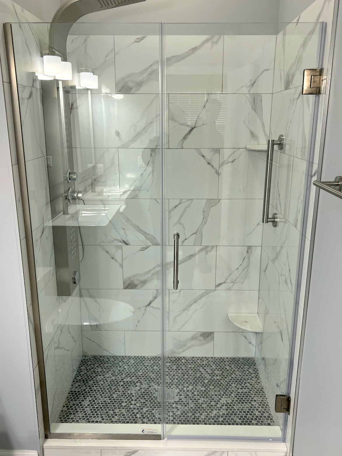 Custom Shower with Corner Shelves